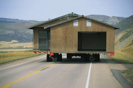 Moving a house on Route 89の写真素材