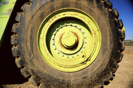 Wheel on heavy machineryの写真素材