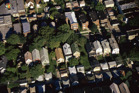 Aerial view of Chicago suburbsの写真素材