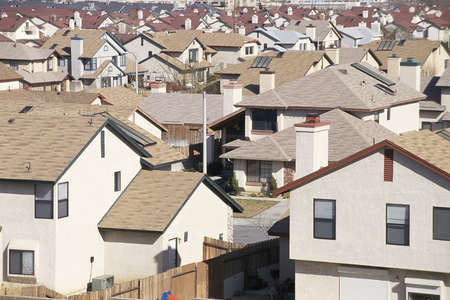 Rooftops of houses in CAの写真素材