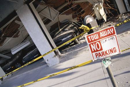 Angled view of collapsed structureのeditorial素材