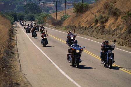 Group of motorcycles on road Group of motorcycles on road