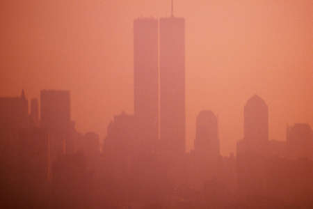 Silhouette of smoggy skyline