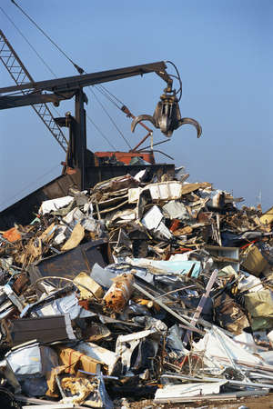 Crane in junkyardの写真素材