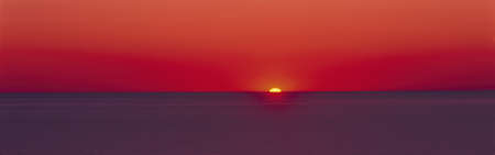 Red sunrise of Lake Michiganの写真素材