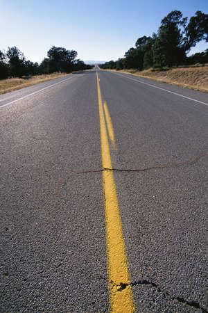 Cracks in rural highwayの写真素材