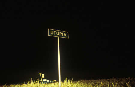 A sign for Utopia, Texasのeditorial素材