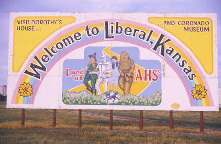 A sign for Liberal, Kansasのeditorial素材