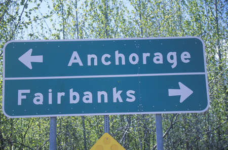A sign that reads ÒAnchorage/FairbanksÓのeditorial素材