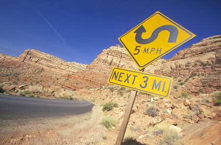 Windy road signのeditorial素材