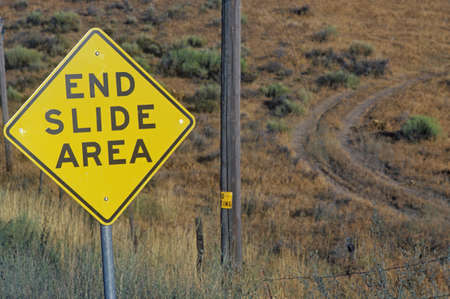 A sign that reads Ò End Slide AreaÓのeditorial素材