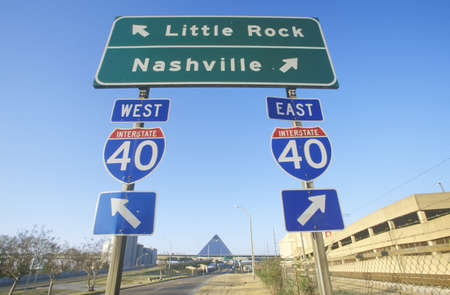 Interstate Highway 75 North and South Freeway signs to Nashville or Little Rock