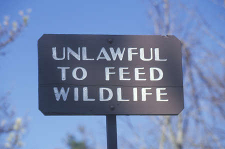 A sign that reads ÒUnlawful to feed wildlifeÓ