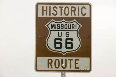 Historic Route 66 road sign in Missouri along Route 44, Crawford County, Missouriのeditorial素材