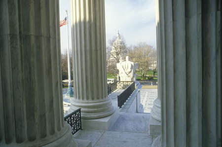 View from Between the Columns of the United States Supreme Court Building, Washington, D.C.のeditorial素材