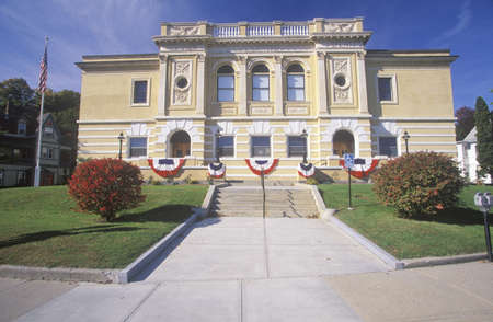 Small mansion draped in Bunting, New Englandのeditorial素材