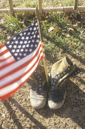 American Flag Between Two Army Boots, Washington, D.C.のeditorial素材
