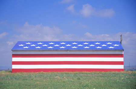 Barn Painted Like American Flag, Central Californiaのeditorial素材