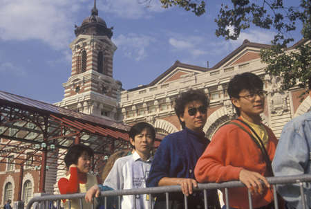 Tourists visiting Ellis Island National Park, New York City, New York
