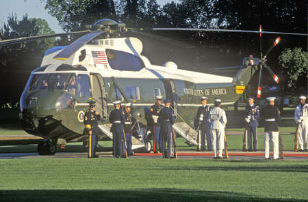 Presidential helicopter with military guard, Washington D.C.