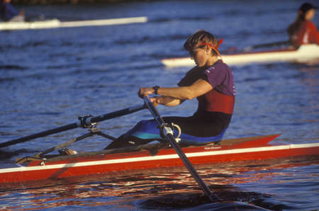Close-up of male rower, Charles Regatta, Cambridge, Massachusettsのeditorial素材