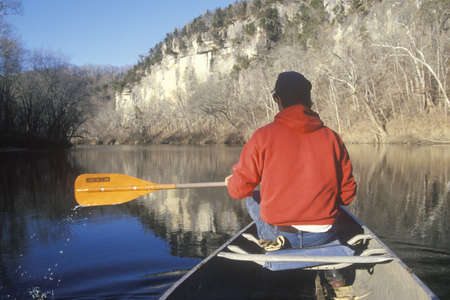 Canoe on Meremac River, Bourbon, Missouriのeditorial素材