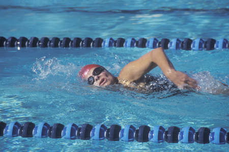 Senior Swimming Practice, Freestyle swimmer, Ojai, CA