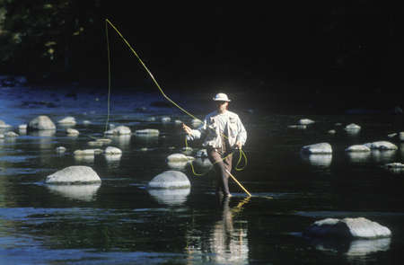 Trout Fishing in Housatonic River, Scenic Route 7, CTのeditorial素材