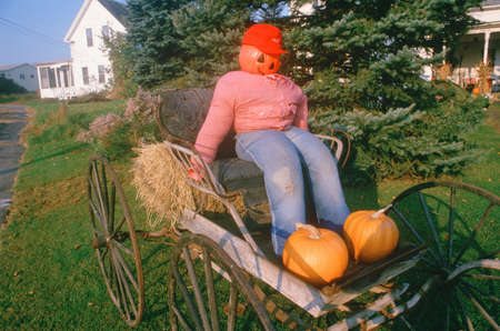 Halloween Character Sitting in Carriage, New Englandのeditorial素材