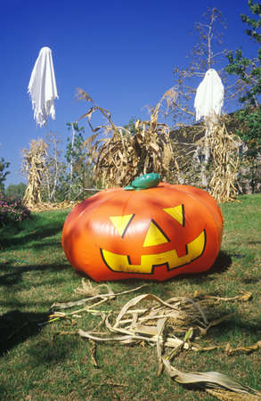 Inflatable Pumpkin and Ghosts, Los Angeles, Californiaのeditorial素材