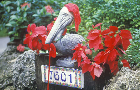 Christmas Decorations in Yard of House, Key West, Floridaのeditorial素材