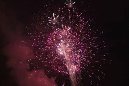 Fourth of July celebration with fireworks exploding, Independence Day, Ojai, Californiaのeditorial素材