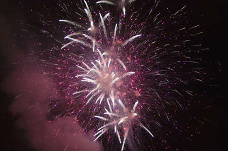 Fourth of July celebration with fireworks exploding, Independence Day, Ojai, Californiaのeditorial素材