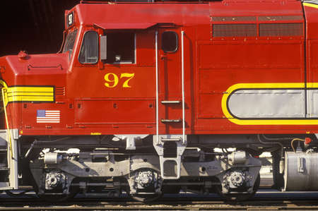 A historic Santa Fe train in Los Angeles, CAのeditorial素材