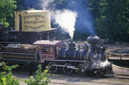 A standard gauge steam engine in Eureka Springs, Arkansasのeditorial素材