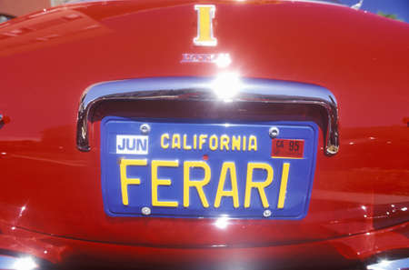 A Ferrari license plate at the Ferrari Sports Car Festival in Beverly Hills, Californiaのeditorial素材