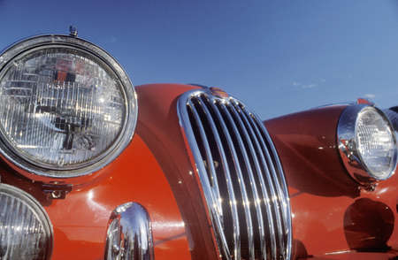 The front of a red Jaguarのeditorial素材