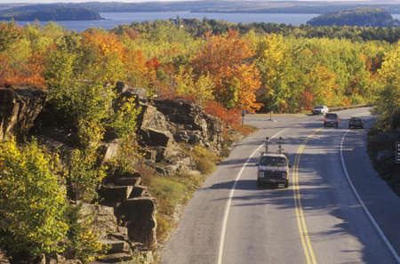 Cars traveling through Acadia National Park, Maineのeditorial素材