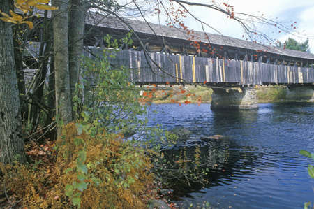 A covered bridge in Bearcan Crossing, New Hampshireのeditorial素材