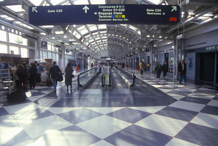 The United Airlines terminal at Chicago's O'Hare International Airport, Chicago, Illinoisのeditorial素材