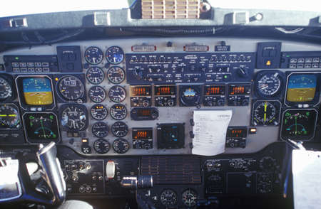 The cockpit and the pilots in a commuter airplaneのeditorial素材