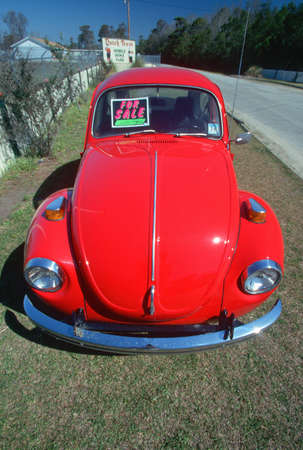 Red Volkswagen Beetle For Saleのeditorial素材