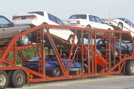 American cars being transported to the marketplaceのeditorial素材