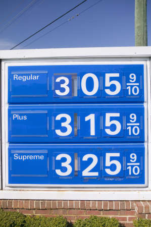 Gas prices over $3.00 per gallon at gas station depict energy crises in nation's capital, Washington D.C.のeditorial素材