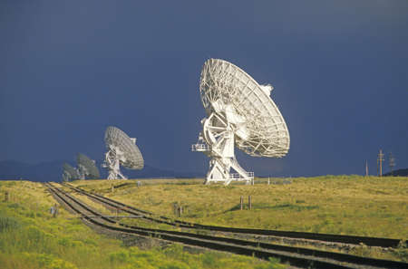 Radio telescope dishes at National Radio Astronomy Observatory in Socorro, NMのeditorial素材