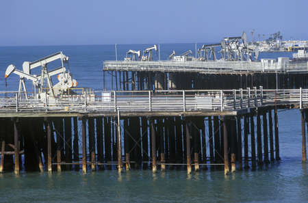 Offshore oil drilling near Santa Barbara, CAのeditorial素材