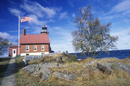 Eagle Harbor Lighthouse on the Upper Peninsula, MIのeditorial素材