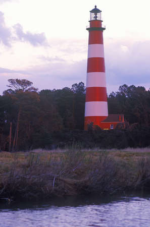 Assateague Lighthouse at Assateague Wildlife National Seashore, VAのeditorial素材