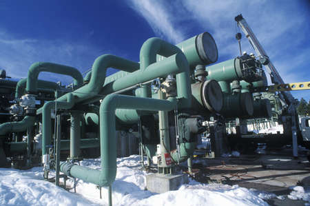 Hot water to electric power at the Geothermal Power Plant at Mammoth-Pacific, CAのeditorial素材