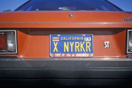 Vanity License Plate - Californiaのeditorial素材
